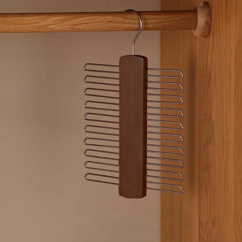 Ties Hanger Holder Rack Silk Scarf Belt Clothes Organizer Cabinet Wooden Storage Hanging Rack Storage Holder For Wardrobe Closet