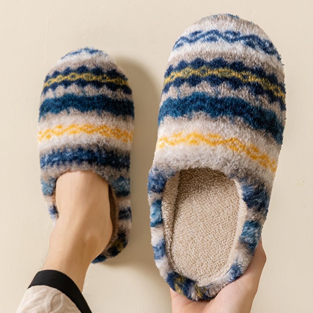 Retro plaid cotton slippers autumn and winter 2025 new indoor home home thick bottom plush warm