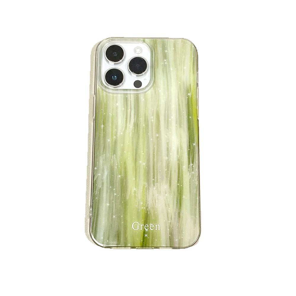 Simple Green Small Fresh IMD Mobile Phone Case for Women Suitable for Apple 16 Promax Creative IPhone 15 Protective Case