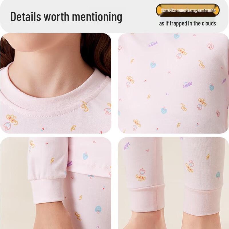 LANGSHA Girls' 100% Cotton Thermal Underwear Set