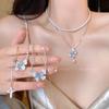 Ice Crystal Gradual Change Color Pearl Butterfly Fringed Necklace Female Summer Exquisite Premium Collarbone Chain Sweet Cool Babe Necklace