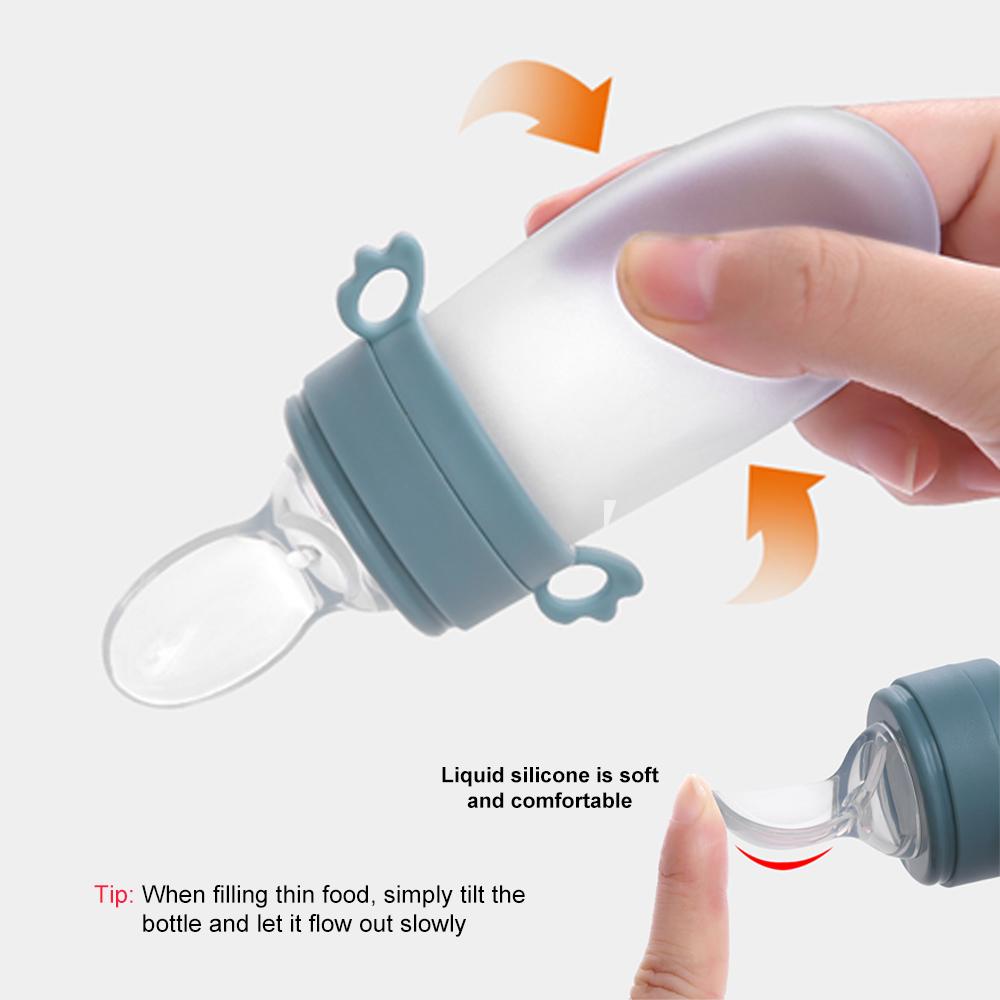 Baby Feeding Bottle with Teethers Baby Silicone Rice Paste Cereal Feeding Squeeze Bottle Spoon Feeder for Newborn Child Utensils