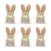 6Pcs Drawstring Pouches Featuring Rabbits Design for Easters Celebration and Kids Activity Reusable Nonwoven Materials 55KF