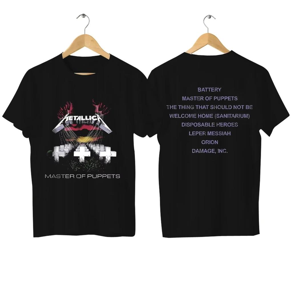 Camiseta de Algodón para Hombre y Mujer Rock Band Metallica Gráficos de Álbum 2026 Nuevo Verano Primavera Mujer Oversize Hiphop Y2k Moda Camiseta