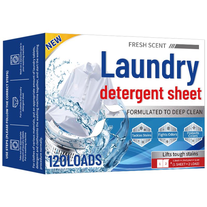 Portable Concentrated Laundry Sheets, Quick-Dissolving Stain Removers with Fresh Linen Scent