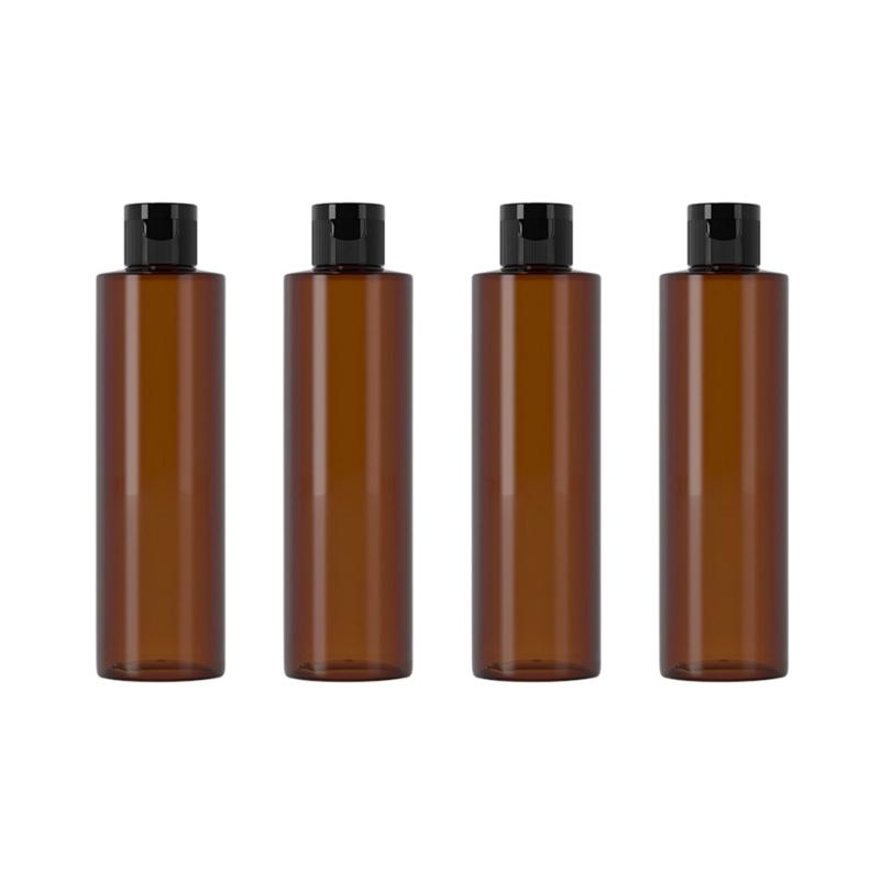 

4pcs Portable 250ml Refillable Plastic Bottles Cosmetic Containersfor Shampoo Conditioner Makeup Remover Leak Proof