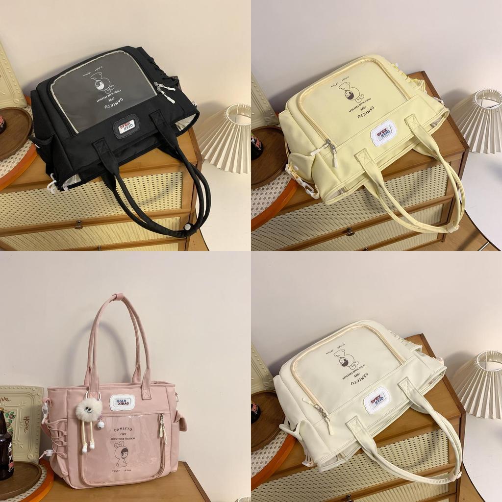 Cute Cartoon Nylon Shoulder Bag Letter Pattern For School Girls
