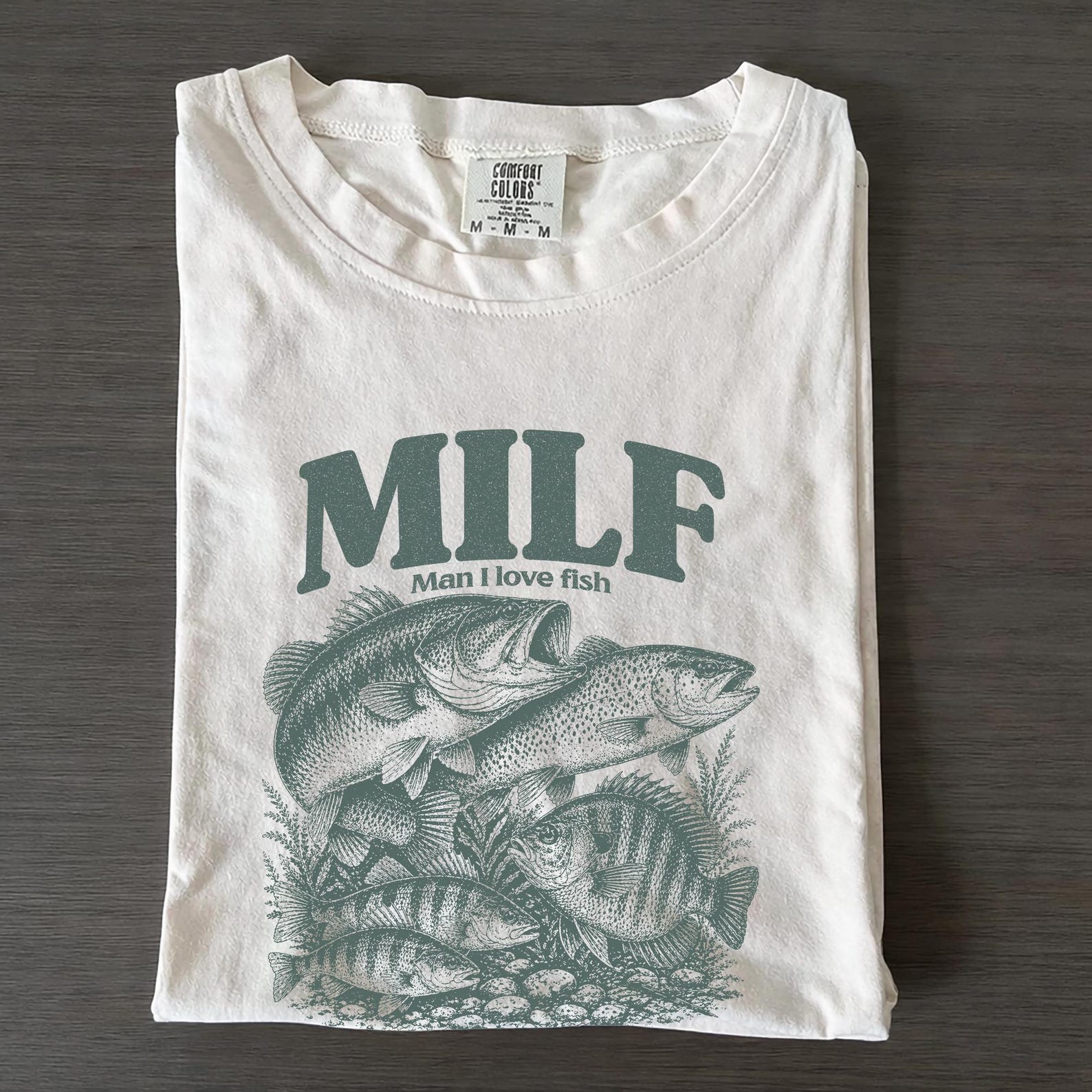 Man I Love Fish T-Shirt, Retro Bass Fishing Tee, Comfort Colors Unisex Shirt S
