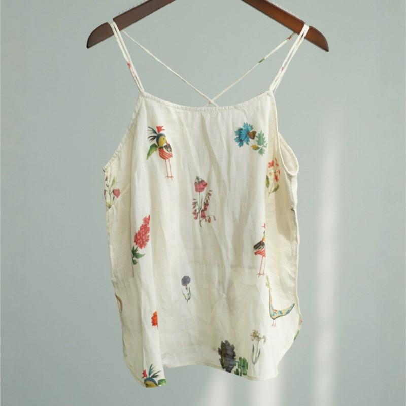 Johnature Femei Topuri Vintage Imprimeu Vară Casual Moale Haine Femeie Topuri Stil Chinezesc