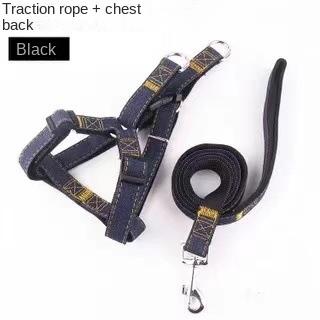 Pet Leash Denim Patch Chest Strap Walking Dog Leash Dog Leash Dog Leash Pet Supplies 1x120CM