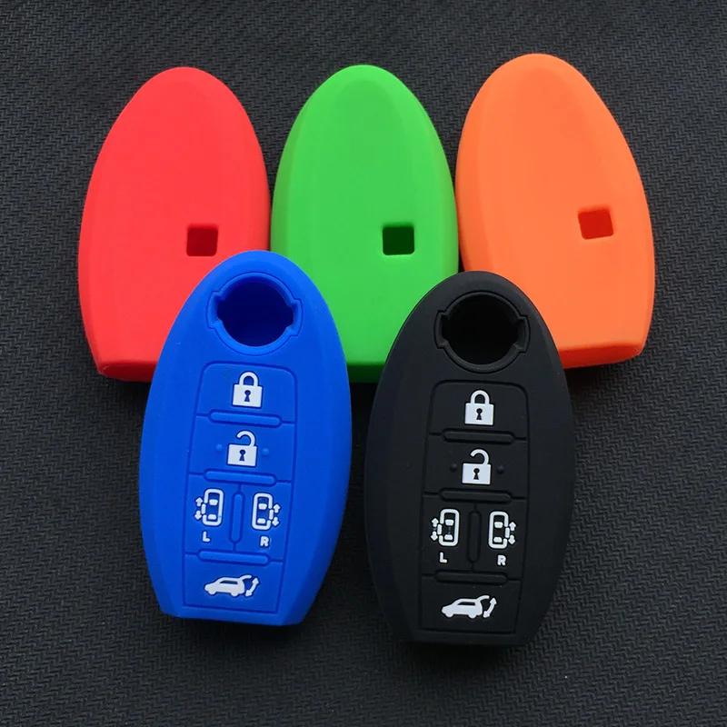 ZAD 5 Buttons Silicone Car Key Case Cover Fob Skin Pocket Protector for Nissan Quest MPV Elgrand Nv200 Evalia Serena Key Holder