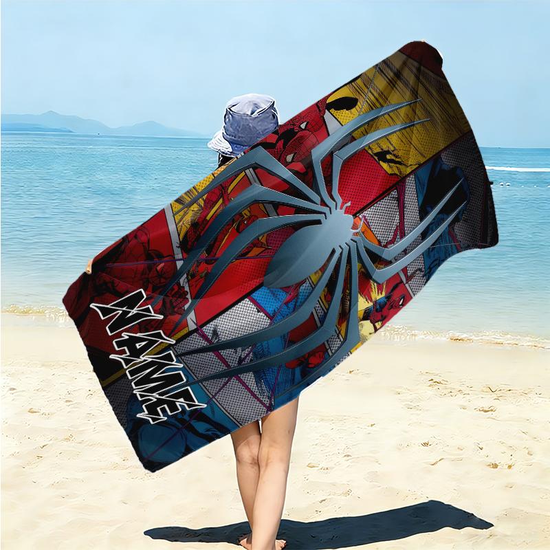 Personalized Spider-Man Comic Artwork Beach Towel Microfiber Beach Towel Thin Absorbent for Beach Swimming Yoga Bath Sports. 0910402