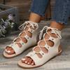 Summer Flat Platform Fashion and Comfortable Cross Lace One-word Buckle Strap Open Toe Trendy Women's Sandals