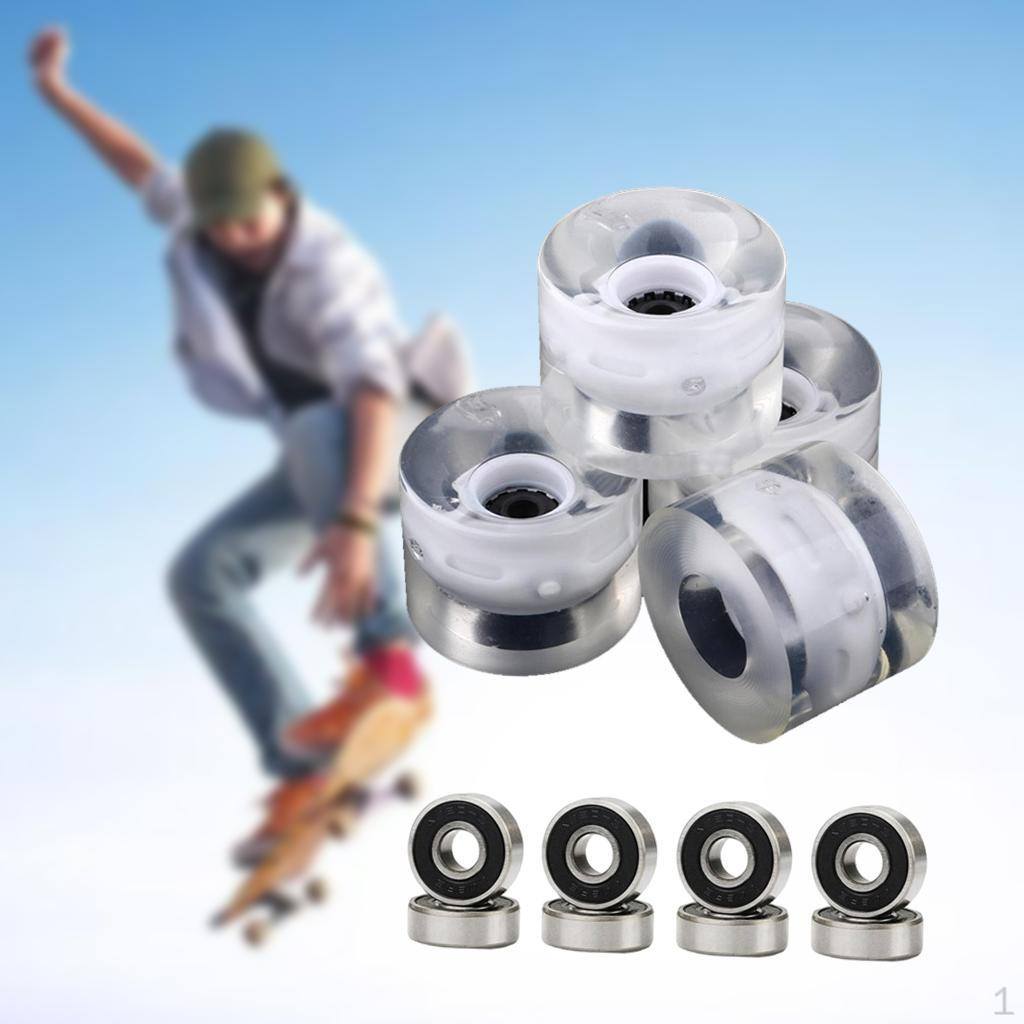 4 Pack PU Flashing Wheels 70mm 78a Replacement for Longboard Skateboard