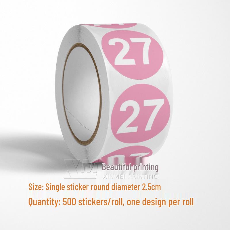 Adesivos Redondos Autoadesivos com Números 1-33 – Rolo de Etiquetas de Identificação Seriada Coloridas