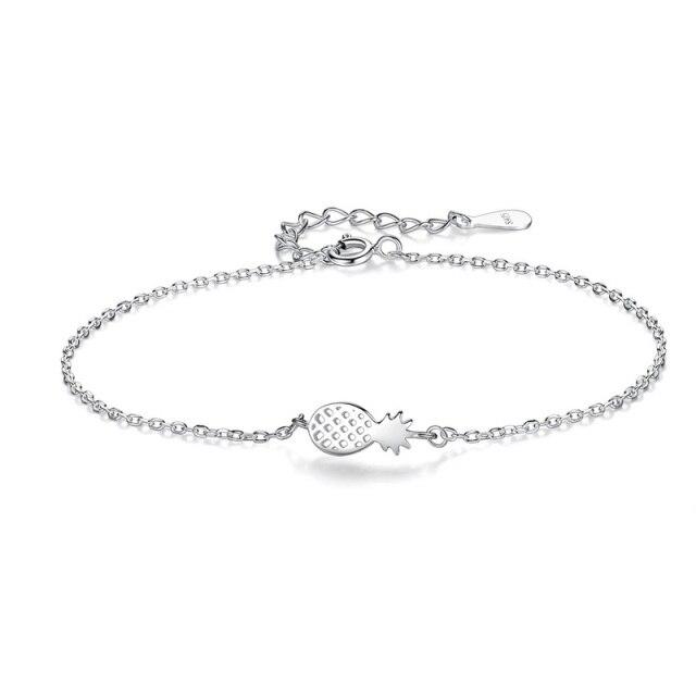 

Trustdavis 925 пробы стерлингового серебра мода женский рисунок фруктовый ананас браслет 16 см для девочек-подростков леди подарок ювелирные изделия Da50 16-20cm серебряный