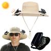 Solar Rechargeable Single/Dual Fan Fisherman Hat Outdoor Big Brim Sunscreen Quick Dry Fishing Hat Portable Mute Fan Caps for Man