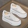 Board shoes women's inner height increase women's shoes muffin thick sole 2025 spring leather new casual mesh small size white shoes women