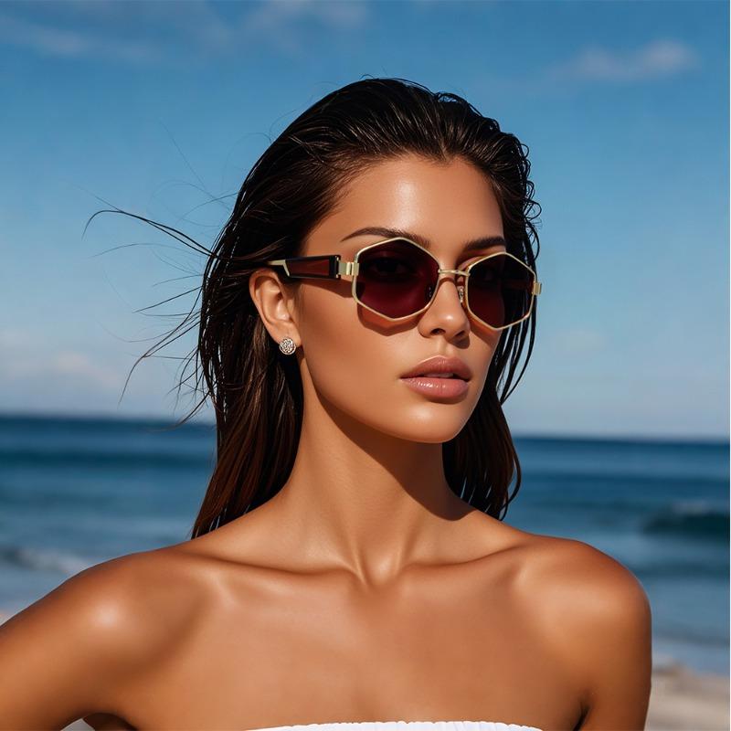 New Diamond Shaped Sunglasses for Women Metal Small Frame Concave Design Photography Glasses Fashion Sun Glasses
