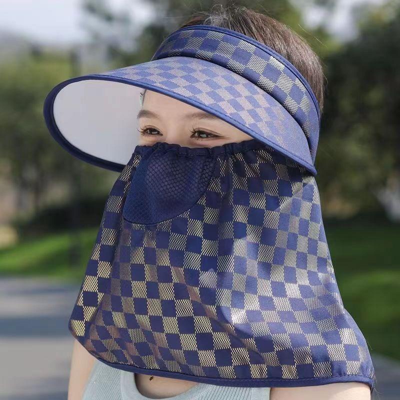 Straw Empty Top Sun Hat Women's Summer Eaves UV Protection Cycling Face Cover Foldable Sun Hat UV Sun Protection Hat