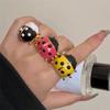 Dripping Oil Ladybug Drip Oil Ring Coccinella Septempunctata Chunky Enamel Ring  Decoration