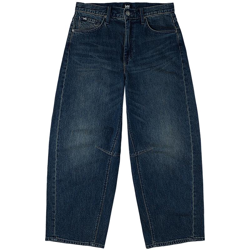 Lee Unisex Dark Blue Loose-Fit Wide-Leg Curved Jeans L