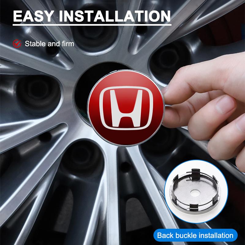 4 Stück 60mm Auto Radmitte Nabenkappe Felgennabe Staubschutzabdeckung Emblem für Honda Civic Xrv Hrv Crv Brv City Accord Fit Pilot Odyssey Jazz Insight