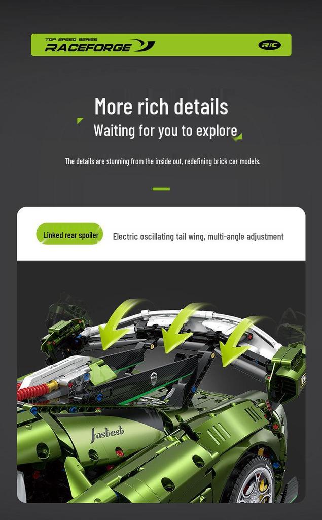Gu Li 10628 Mamba Green Koenigsegg Sports Car Building Blocks Compatible with Lego