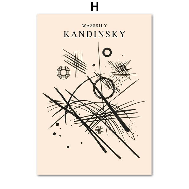 Geometry Lines Cat Works Posters and Prints Vintage Kandinsky Abstract Wall Art Picture Canvas Painting Living Room Home Decor