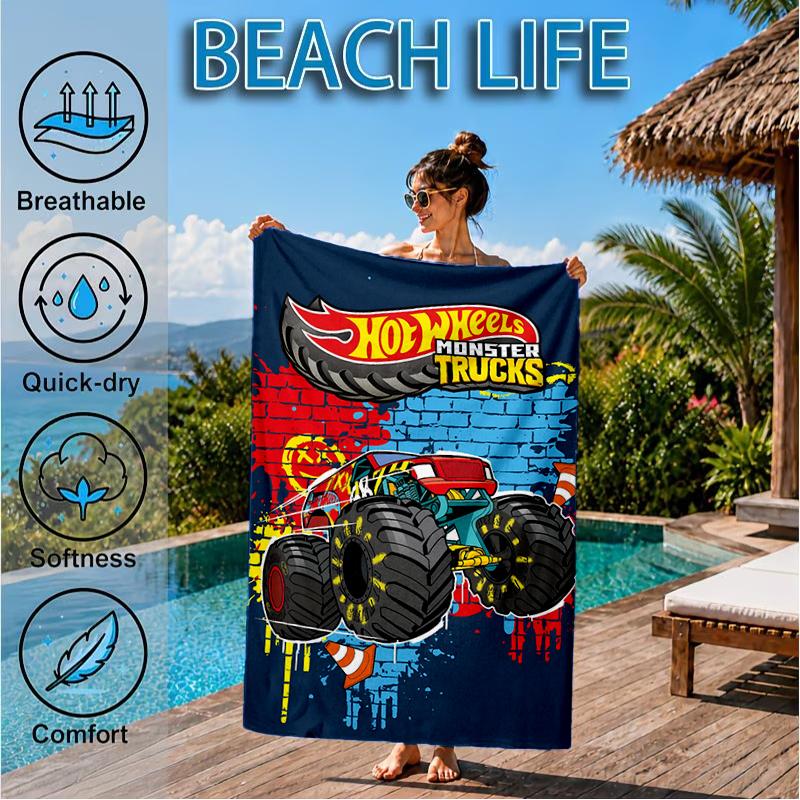 Mon-ster Truck Abenteuer Strandtuch, Super Weiche Mikrofaser, Perfektes Geschenk für Sie/Ihn, Geburtstag, für Pool, Strand, Reisen, Dekoration Strandparty