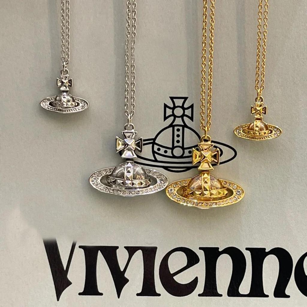 Empress Dowager Cixi Saturn Stud Diamond Necklace: Elegant, Versatile, 3D Planet Design Sweater Chain