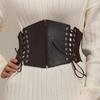 Fashion PU Leather Wide Belt Corset Lady Women Black Slim Body Front Zipper Bandage Waistband Elastic Decor Dress Suit Straps