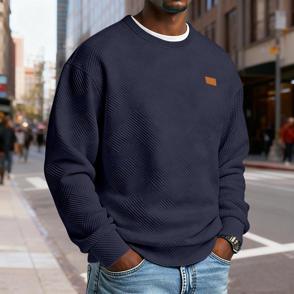 Sudadera Casual de Manga Larga con Cuello Redondo y Textura para Hombre