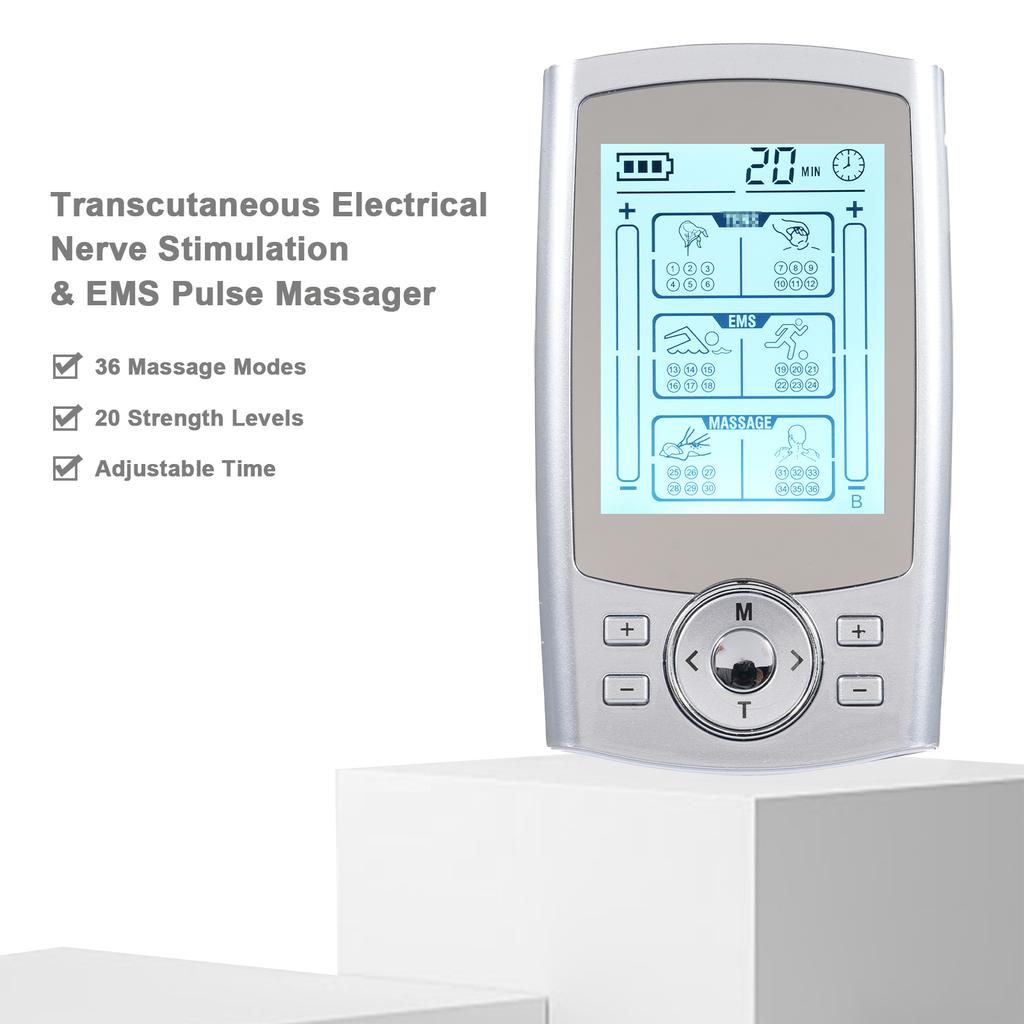 2 Channels Electric Muscle Stimulation Device with 36 Modes and 20 Strength Levels   Pulse  r Muscle Stimulator
