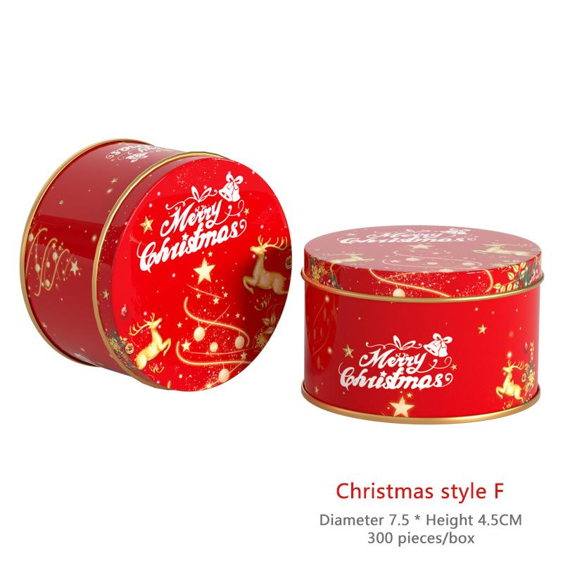 1pc New Christmas Small Round Candy Packaging Box Tin Box Christmas Gift Packaging Metal Box Iron Box Home Accessories