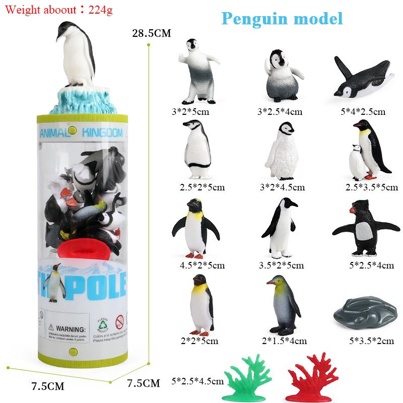 Oenux Zoo Animals Model Lion Shark Bee T-REX Penguin Cow Horse Hen Action Figures Cute Education Miniature Playset Kid Toy Gift