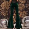 Pantaloni a zampa vintage alla moda da donna, tinta unita, vita alta, elasticizzati, casual, a campana