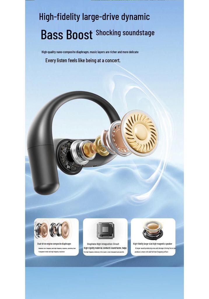 M118 AI Smart Translation Earbuds with Long Battery Life and Display, Semi-in-ear, Ear-hook Bluetooth.
