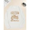 Men's Casual Crew Neck Sweatshirt with Motorcycle Graphic  100% Cotton Printed Long-Sleeve Crew Neck Pullover
