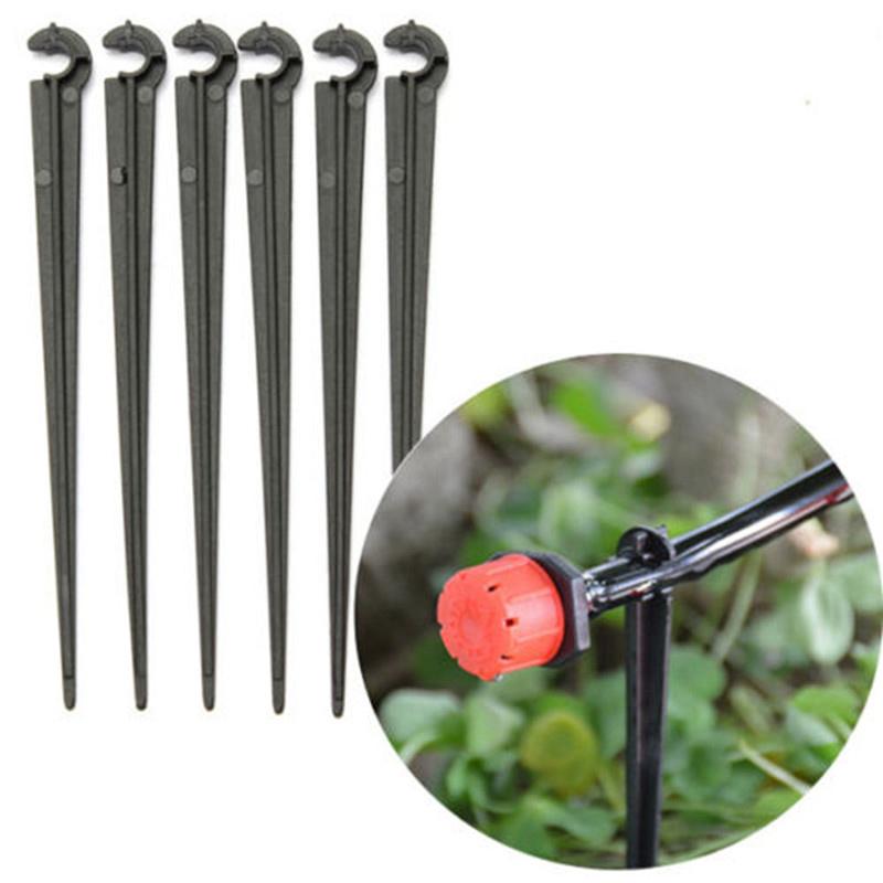 50PCS 1/4'' C-type Hook Fixed Stem Support Holder Stakes for 4/7mm Hose Flowerpot Drip Irrigation Fitting Greenhouse