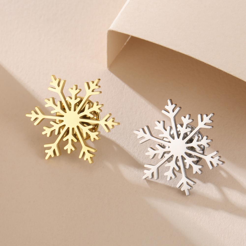 Dawapara Christmas Snowflake Brooch Snowflower Lapel Pin Stainless Steel Jewelry Winter Accessories Christmas Present