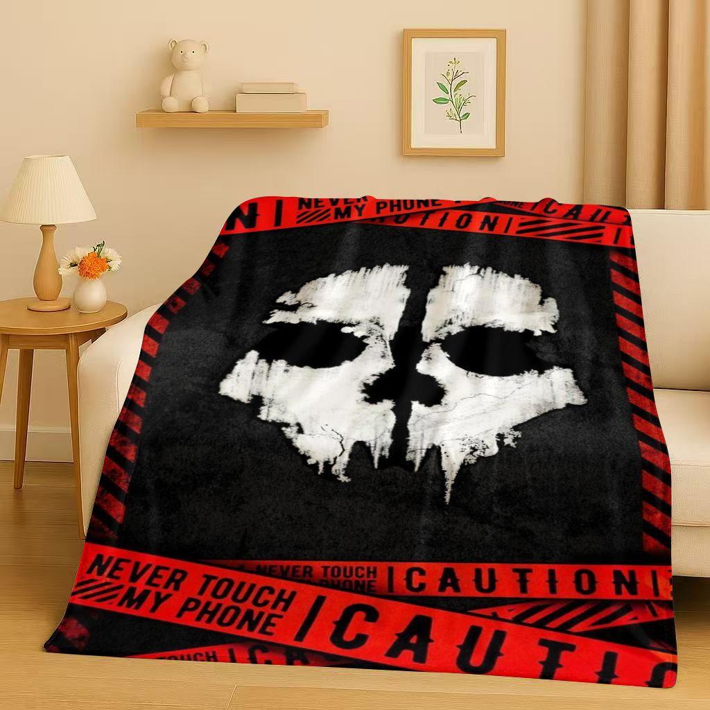 HD Classic Gun Game Call of Duty COD Ghost Simon Flannel Blanket,Ultra Soft Warm Plush Throw for Home Bedroom Bed Sofa Cover Kid