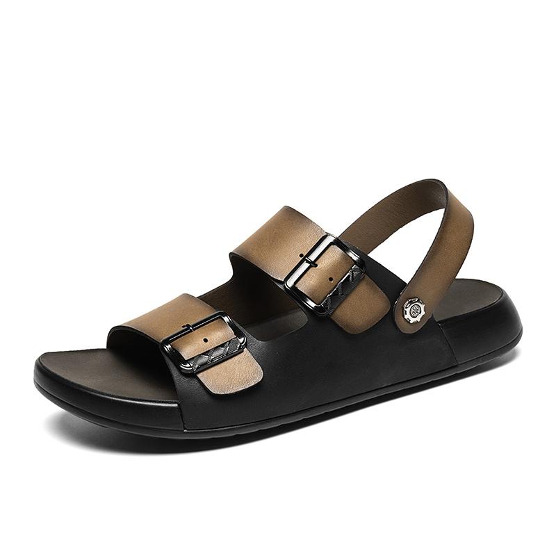 Fashion Casual Leather Mens Sandals Non-slip Summer Slippers Outdoor Beach Half Drag Dual-Purpose Slides Wading Aqua Shoes Casual Shoes