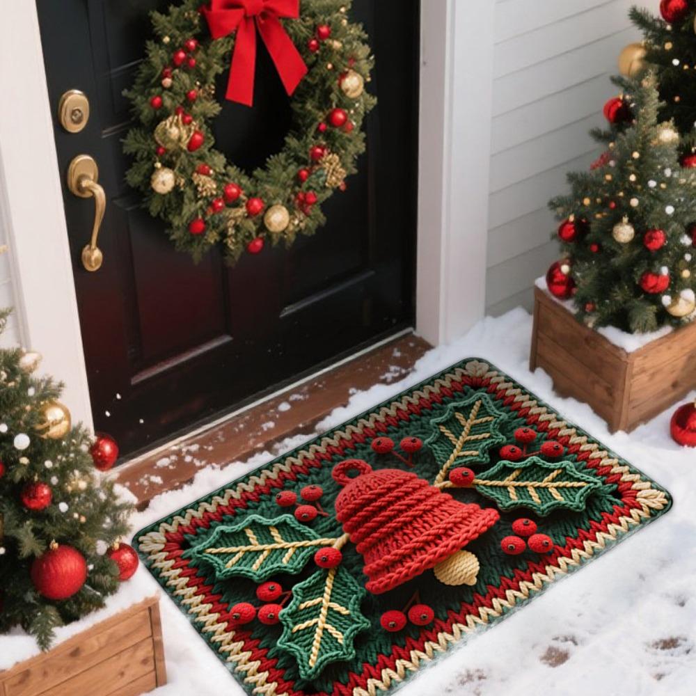 

Water-absorbing Christmas Door Mat Gingerbread Man Pattern Santa Claus Design Anti-slip Pad Christmas Decor Bathroom Mat