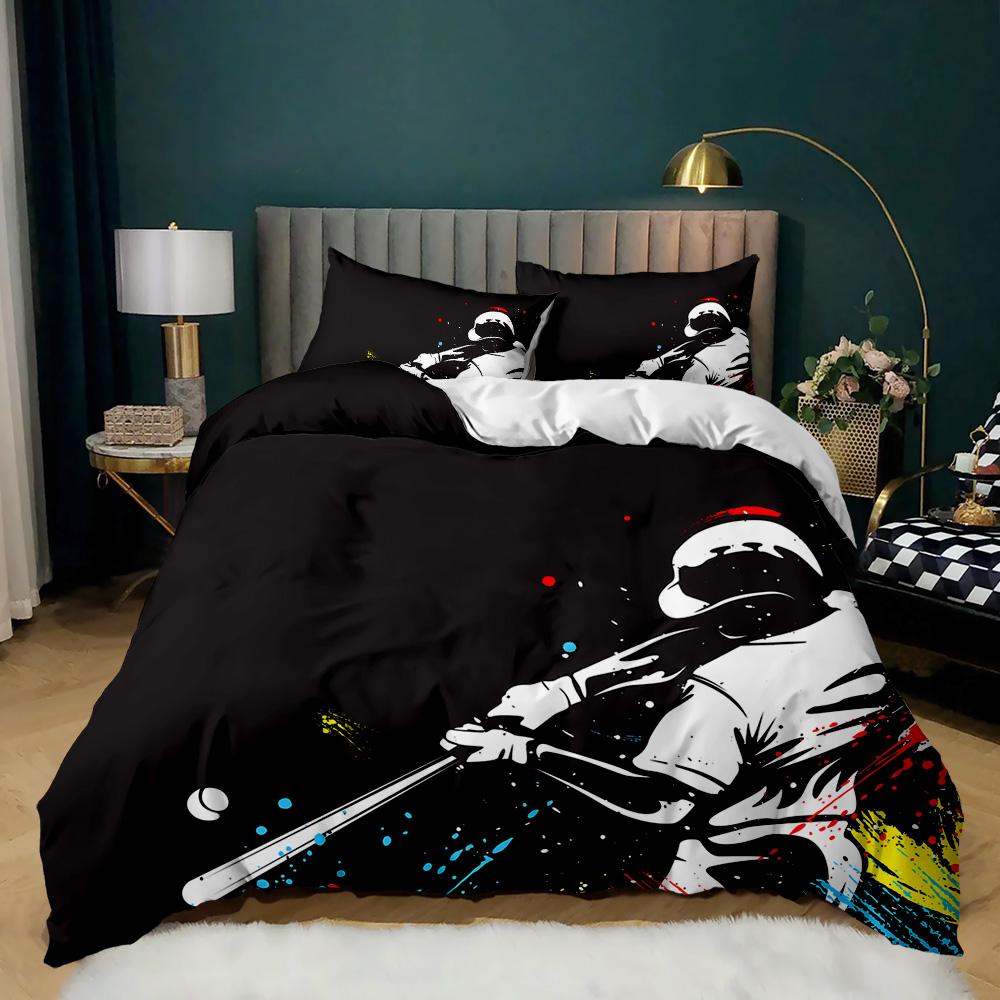 Baseball Duvet Cover Set Twin Queen King Size Ball Comforter Cover Sports Theme Bedding Set Kids Boys Teen Polyester Quilt Cover