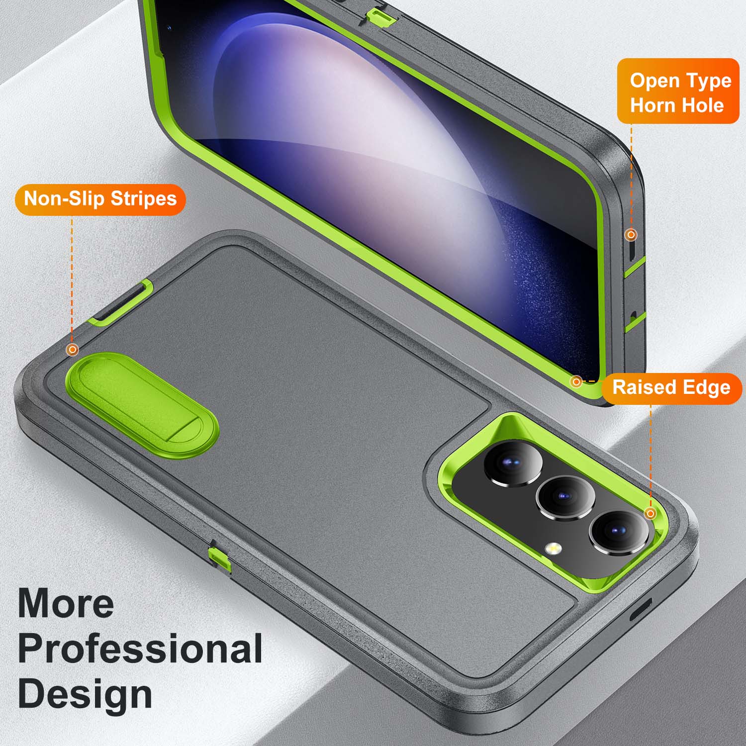

For Samsung Galaxy S25+/S24+ Case Kickstand Phone Cover PC+Silicone+EVA 3-in-1 Design Black+Black