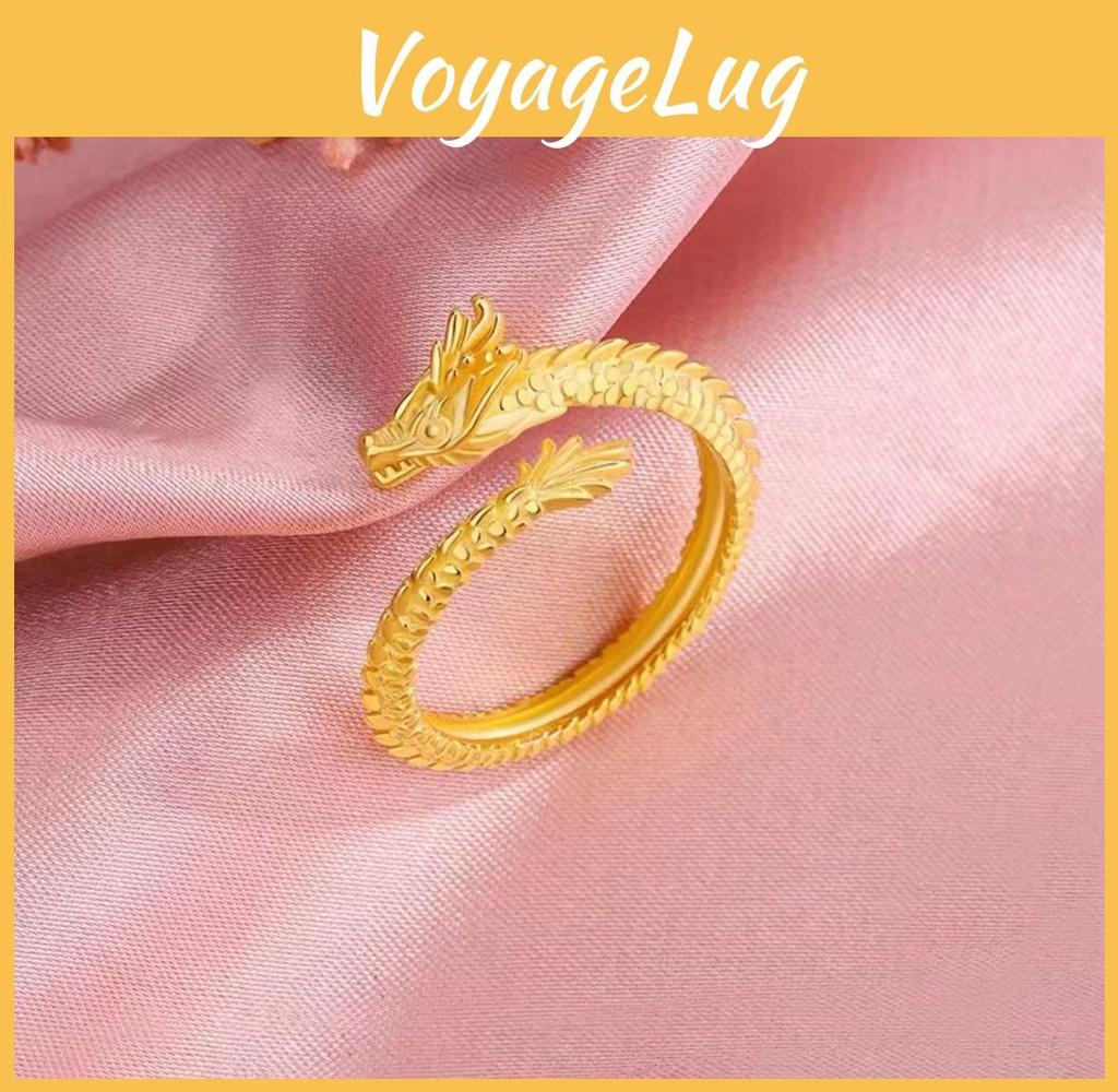 Gold Elegant Plated Dragon And Phoenix Open Ring For Couples In Design Stylish