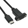 1Pcs Black Panel Mount Type-C USB-C Male To Female Extension Cable With Screw Hole Lock Connector Cable 0.3/0.5/1/1.5 Meters