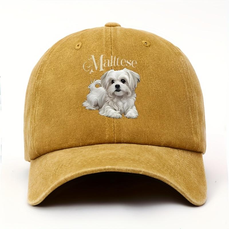 

1pc Women s Maltese Dog Baseball Cap,Lightweight Adjustable Accessories Snapback Hat with Cute Puppy Print,Casual Outdoor Wear Adjustable жёлтый