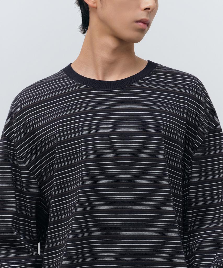 MUSINSA STANDARD Multi-Stripe Relaxed Long Sleeve T-Shirt 4 [Navy]